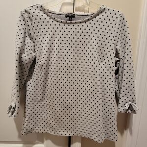 Talbots Black and Silver Polka Dot Top